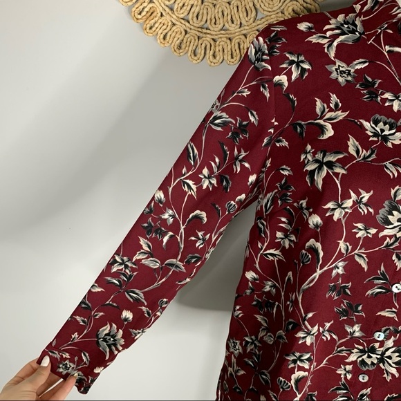 J. Jill Floral Pleated Back Shirt SZ PS Petite Collared Flowy Blouse Multicolor - Picture 4 of 12